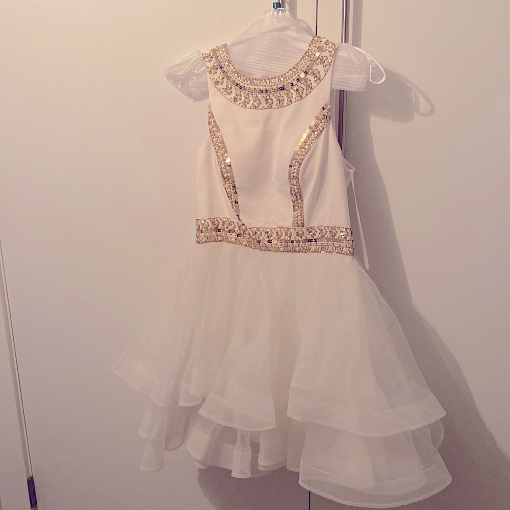 Brand new, never worn, white/gold sequin party dress!